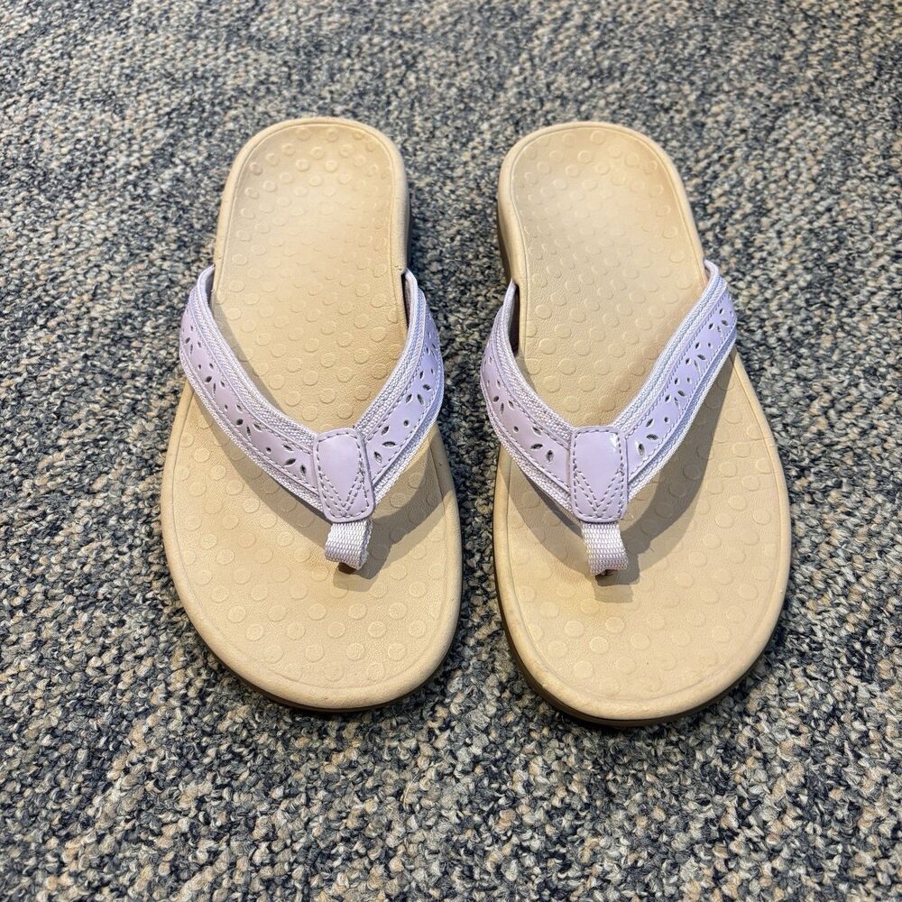 Vionic Tide Casandra Laser Cut Thong Sandals Lavender Size 9